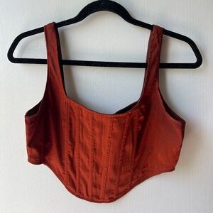 Rust Orange Corset Top, Missguided, Size 8 Petite